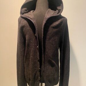 Vince Black Hooded Cardigan Sweater
